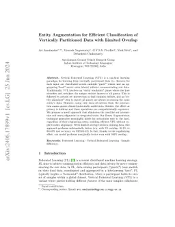 Entity Augmentation for Efficient Classification of Vertically
  Partitioned Data with Limited Overlap