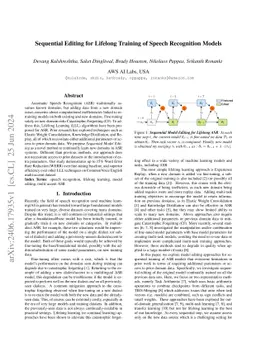 Sequential Editing for Lifelong Training of Speech Recognition Models