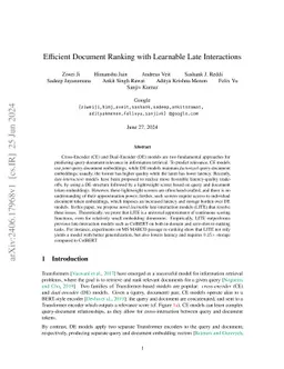 Efficient Document Ranking with Learnable Late Interactions