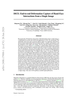 DICE: End-to-end Deformation Capture of Hand-Face Interactions from a Single Image