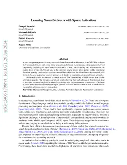 Learning Neural Networks with Sparse Activations