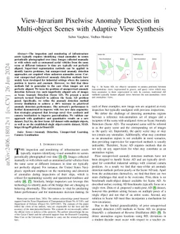 View-Invariant Pixelwise Anomaly Detection in Multi-object Scenes with Adaptive View Synthesis