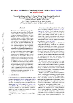 LLMs for Doctors: Leveraging Medical LLMs to Assist Doctors, Not Replace
  Them