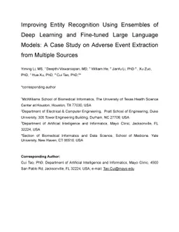 Improving Entity Recognition Using Ensembles of Deep Learning and
  Fine-tuned Large Language Models: A Case Study on Adverse Event Extraction
  from Multiple Sources