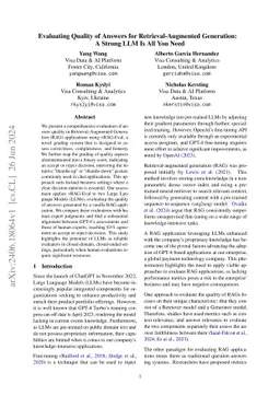 Evaluating Quality of Answers for Retrieval-Augmented Generation: A
  Strong LLM Is All You Need