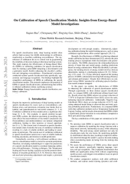 On Calibration of Speech Classification Models: Insights from
  Energy-Based Model Investigations