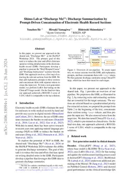 Shimo Lab at "Discharge Me!": Discharge Summarization by Prompt-Driven
  Concatenation of Electronic Health Record Sections