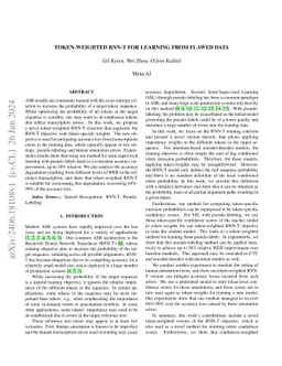 Token-Weighted RNN-T for Learning from Flawed Data