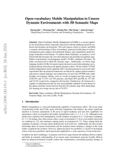 Open-vocabulary Mobile Manipulation in Unseen Dynamic Environments with
  3D Semantic Maps