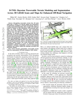 B-TMS: Bayesian Traversable Terrain Modeling and Segmentation Across 3D
  LiDAR Scans and Maps for Enhanced Off-Road Navigation
