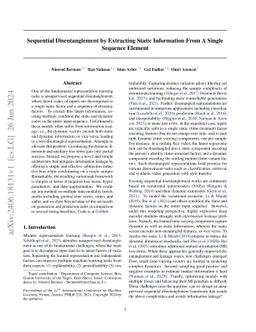 Sequential Disentanglement by Extracting Static Information From A
  Single Sequence Element
