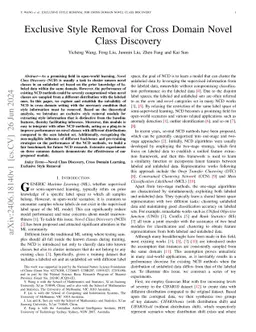 Exclusive Style Removal for Cross Domain Novel Class Discovery