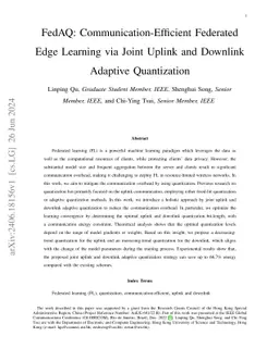 FedAQ: Communication-Efficient Federated Edge Learning via Joint Uplink
  and Downlink Adaptive Quantization