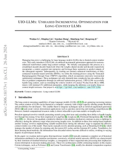 UIO-LLMs: Unbiased Incremental Optimization for Long-Context LLMs
