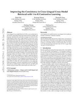 Improving the Consistency in Cross-Lingual Cross-Modal Retrieval with
  1-to-K Contrastive Learning