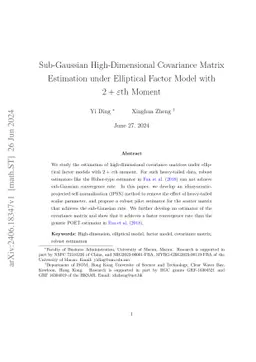 Sub-Gaussian High-Dimensional Covariance Matrix Estimation under
  Elliptical Factor Model with 2 + εth Moment