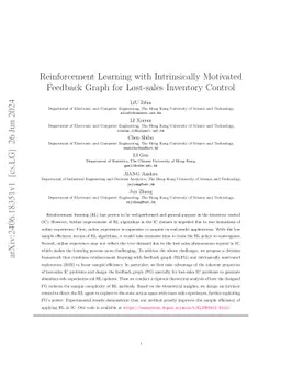 Reinforcement Learning with Intrinsically Motivated Feedback Graph for Lost-sales Inventory Control