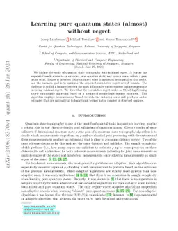 Learning pure quantum states (almost) without regret