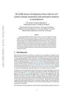 Do LLMs dream of elephants (when told not to)? Latent concept
  association and associative memory in transformers