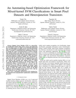 An Autotuning-based Optimization Framework for Mixed-kernel SVM
  Classifications in Smart Pixel Datasets and Heterojunction Transistors