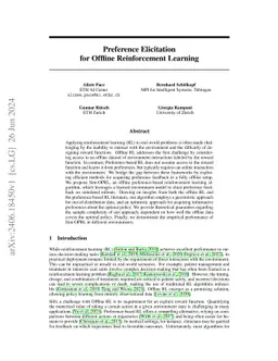 Preference Elicitation for Offline Reinforcement Learning