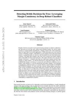 Detecting Brittle Decisions for Free: Leveraging Margin Consistency in
  Deep Robust Classifiers