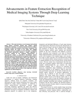 Advancements in Feature Extraction Recognition of Medical Imaging
  Systems Through Deep Learning Technique