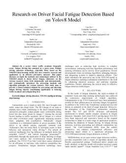 Research on Driver Facial Fatigue Detection Based on Yolov8 Model