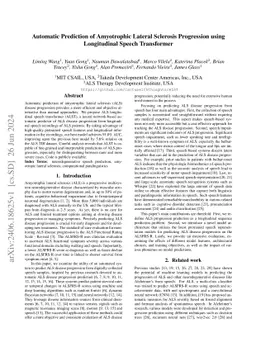 Automatic Prediction of Amyotrophic Lateral Sclerosis Progression using
  Longitudinal Speech Transformer