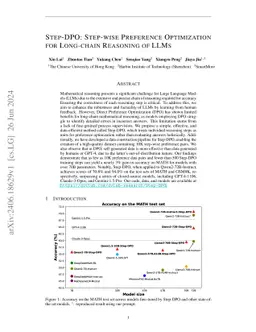 Step-DPO: Step-wise Preference Optimization for Long-chain Reasoning of
  LLMs