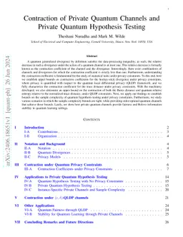 Contraction of Private Quantum Channels and Private Quantum Hypothesis Testing