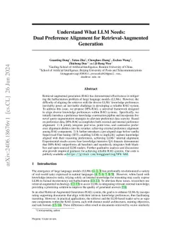 Understand What LLM Needs: Dual Preference Alignment for
  Retrieval-Augmented Generation