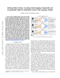 Lifelong Robot Library Learning: Bootstrapping Composable and
  Generalizable Skills for Embodied Control with Language Models