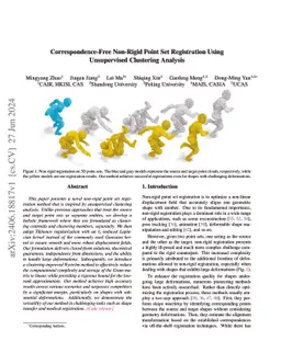 Correspondence-Free Non-Rigid Point Set Registration Using Unsupervised
  Clustering Analysis