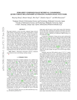 Zero-shot Composed Image Retrieval Considering Query-target Relationship
  Leveraging Masked Image-text Pairs