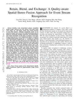 Retain, Blend, and Exchange: A Quality-aware Spatial-Stereo Fusion
  Approach for Event Stream Recognition