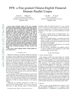 FFN: a Fine-grained Chinese-English Financial Domain Parallel Corpus