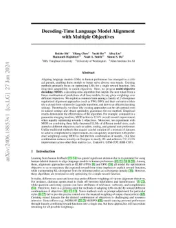 Decoding-Time Language Model Alignment with Multiple Objectives