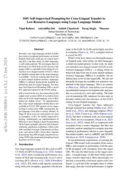 SSP: Self-Supervised Prompting for Cross-Lingual Transfer to
  Low-Resource Languages using Large Language Models