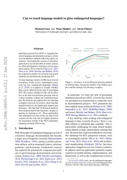 Can we teach language models to gloss endangered languages?