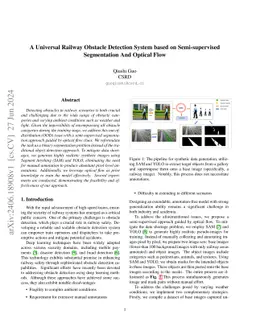 A Universal Railway Obstacle Detection System based on Semi-supervised
  Segmentation And Optical Flow