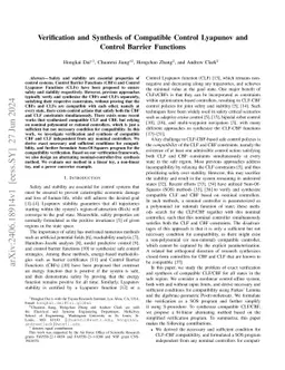 Verification and Synthesis of Compatible Control Lyapunov and Control
  Barrier Functions
