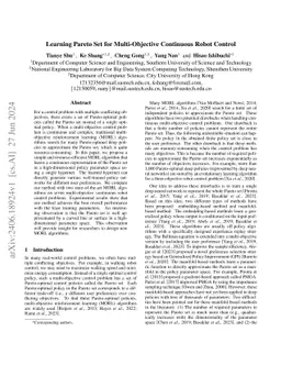 Learning Pareto Set for Multi-Objective Continuous Robot Control