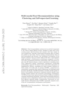 Multi-modal Food Recommendation using Clustering and Self-supervised Learning