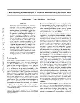 A Fast Learning-Based Surrogate of Electrical Machines using a Reduced
  Basis