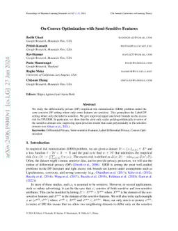 On Convex Optimization with Semi-Sensitive Features