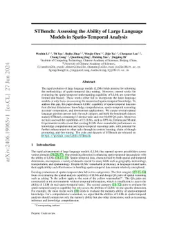 STBench: Assessing the Ability of Large Language Models in
  Spatio-Temporal Analysis