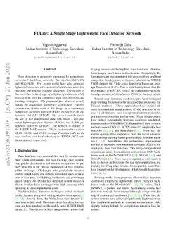 FDLite: A Single Stage Lightweight Face Detector Network