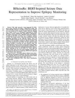 BISeizuRe: BERT-Inspired Seizure Data Representation to Improve Epilepsy
  Monitoring