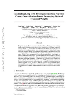 Estimating Long-term Heterogeneous Dose-response Curve: Generalization Bound Leveraging Optimal Transport Weights